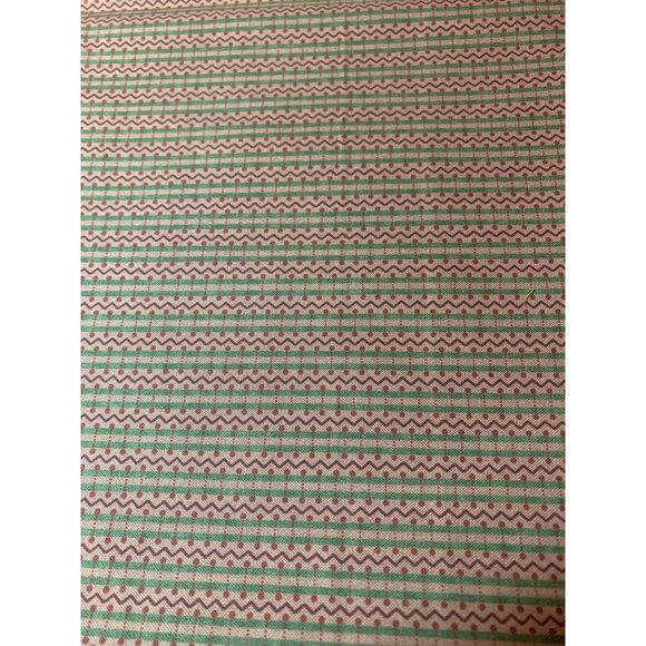 CrisLis Cottage Green Red Zigzag Stripe Cotton Fabric 21" Length Sewing Quilting - Picture 2 of 6